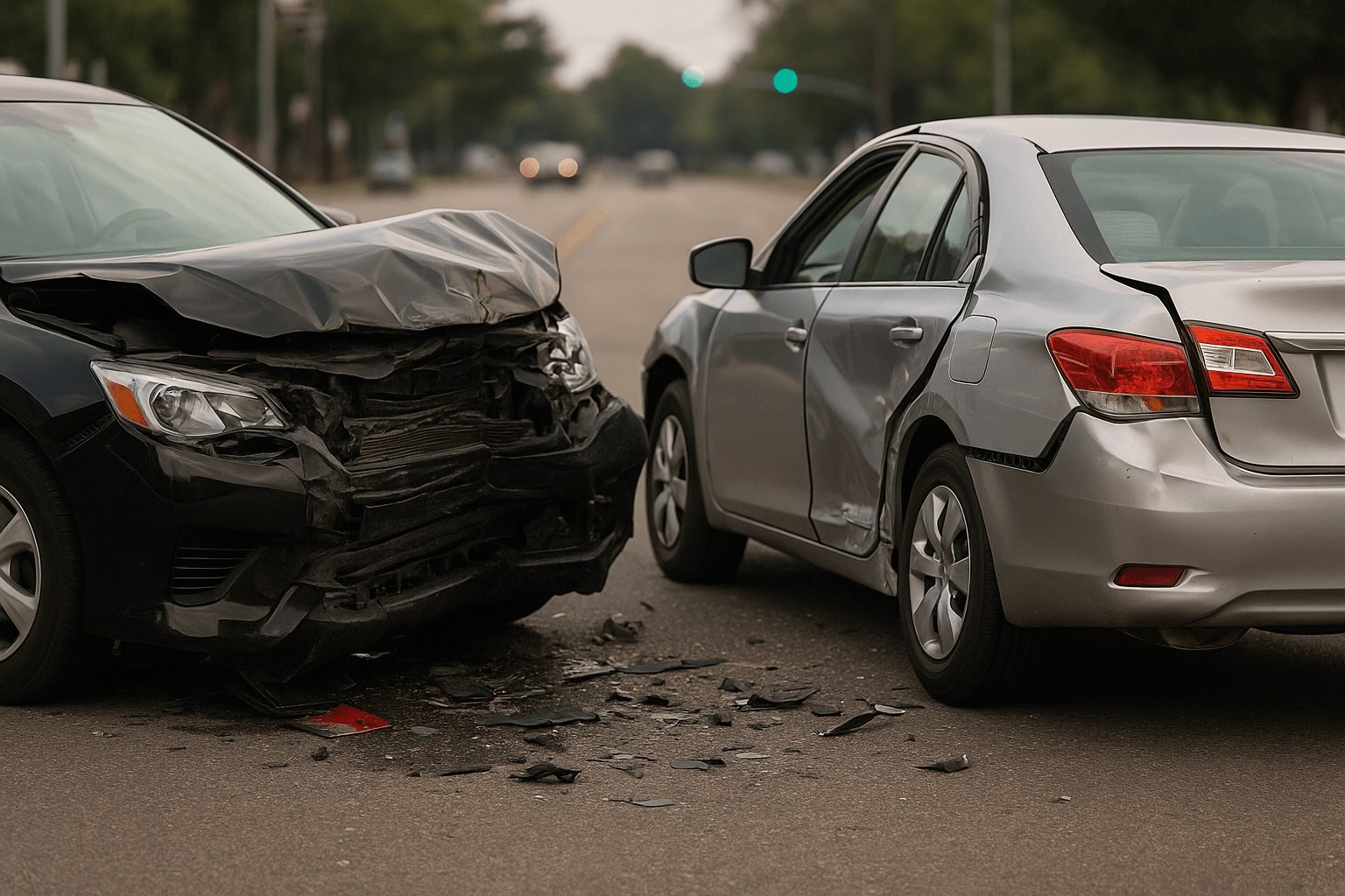 Car accident scene in Fallbrook California