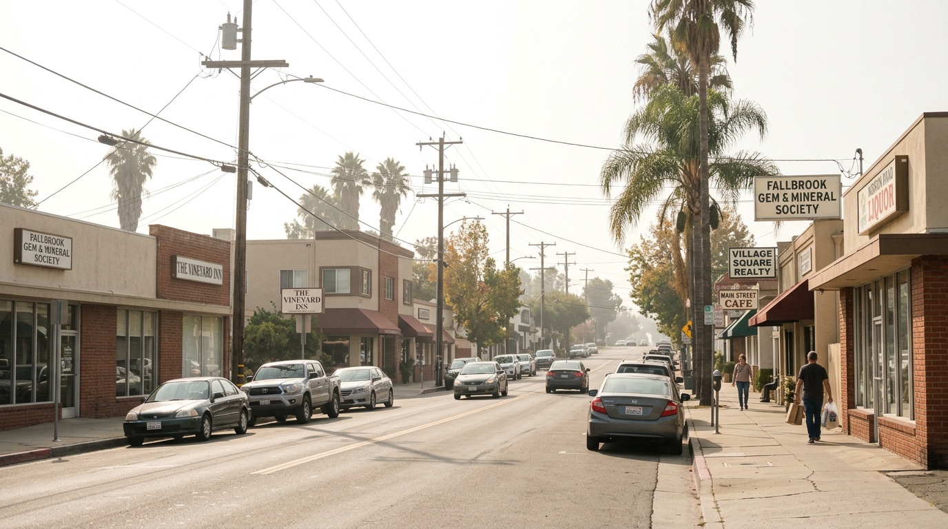 Mission Road business district in Fallbrook California where workplace accidents occur requiring legal representation