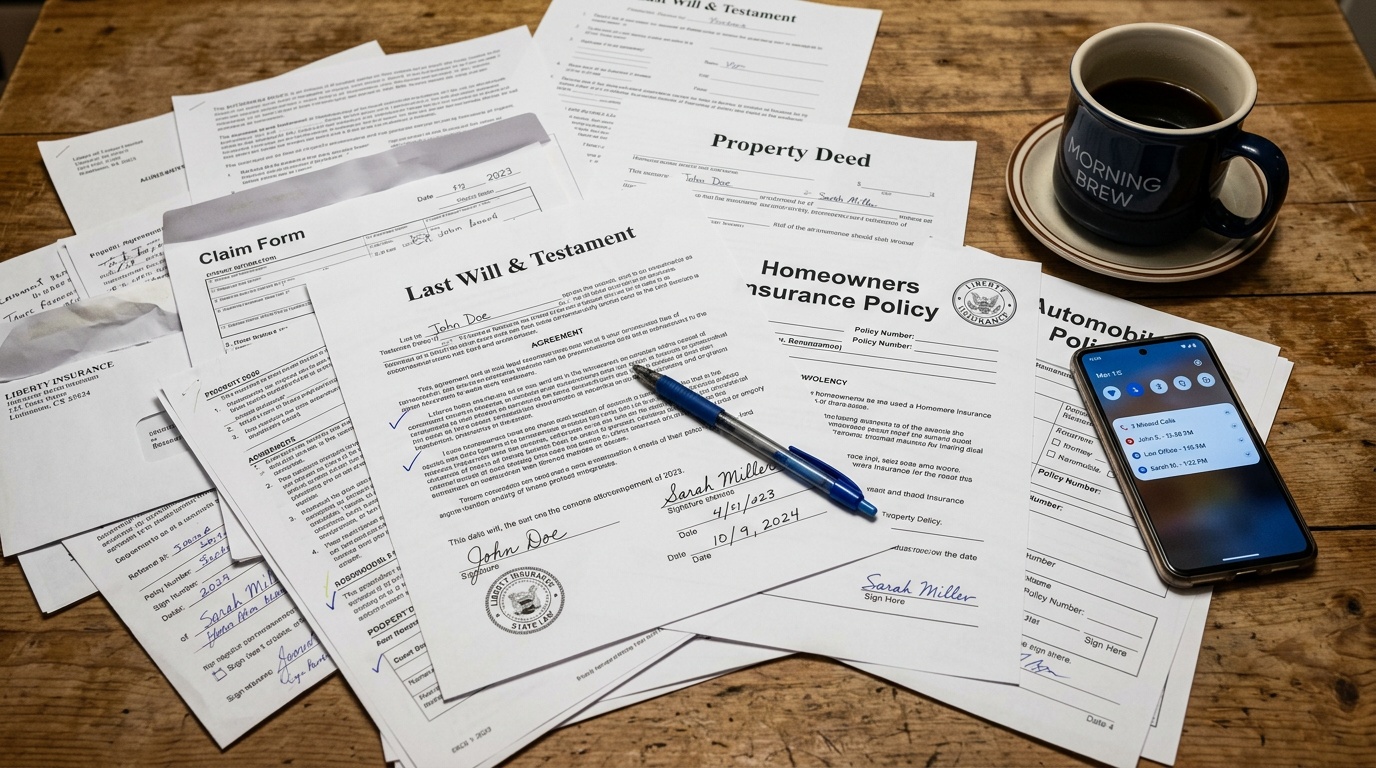 Legal documents and insurance paperwork from a personal injury case, showing the complexity of choosing the right attorney