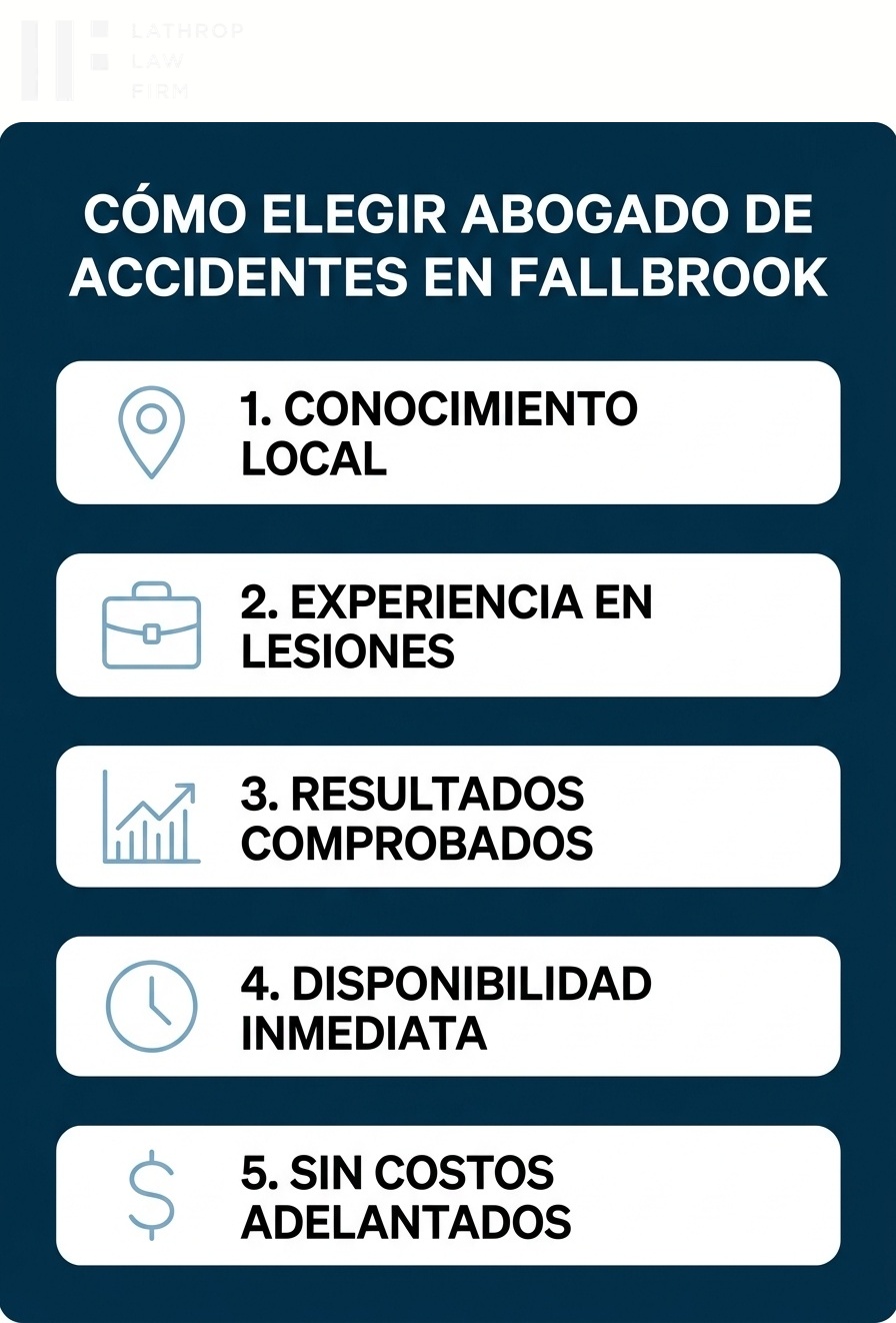 Infographic showing how to choose the best accident attorney in Fallbrook California