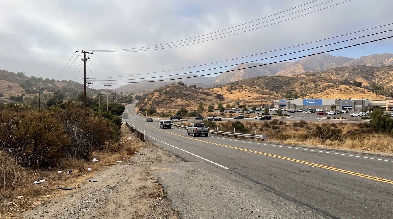 Highway 76 near Walmart shopping center in Fallbrook California where workplace vehicle accidents commonly occur