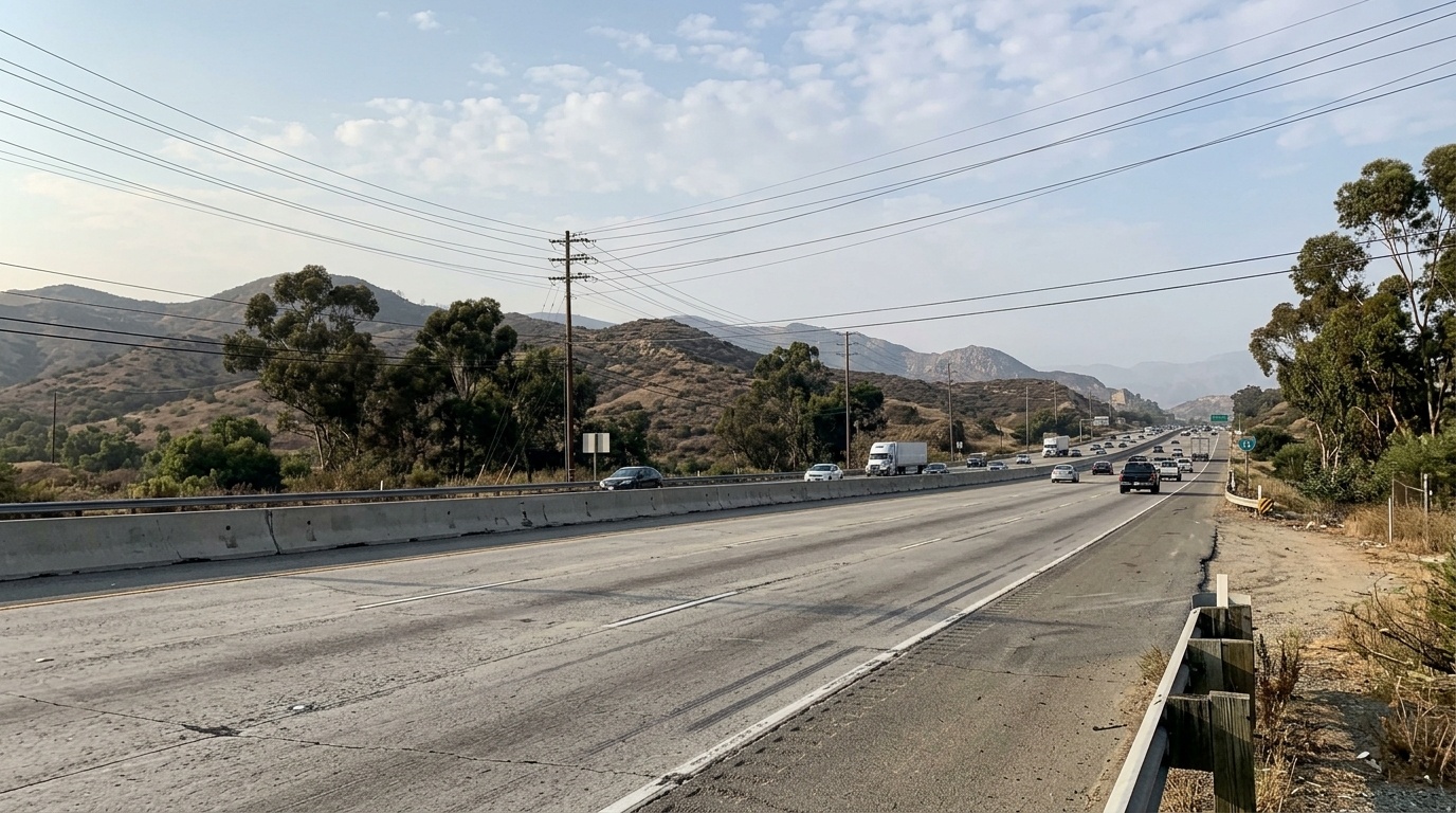 Interstate 15 highway near Fallbrook California where jackknife truck accidents commonly occur